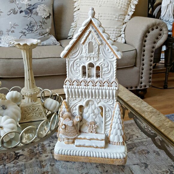 NEW! EXQUISITE MASSIVE 18" TALL FROSTED Gingerbread HOUSE - Picture 3 of 8